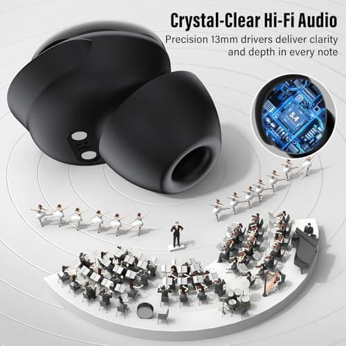 Wireless Earbuds with Smart Touch Screen, 2026 Mini Sleep Earbuds Bluetooth 5.4 Headphone In Ear with Noise Cancelling Mic, 48Hrs Playtime Hi-Fi Stereo Sound, 5 EQ Modes/IP7 Waterproof Ear Buds Black — view 3