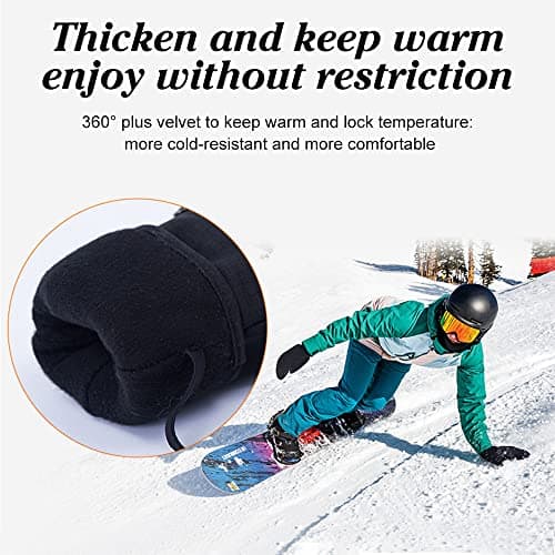 Bseical Ski Mittens Women Waterproof, Golf Mitts Men, Gloves Ladies, Thermal Touch Screen, Cotton Winter Touchscreen Unisex With Zip Pocket Sport Cycling Mtb Running Extra Warm (M, Black) — view 5