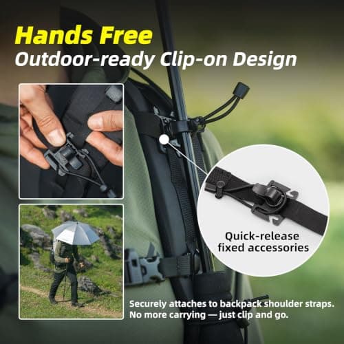 Thous Winds Hiking Umbrella - 153g Ultralight - Hands-Free Design, Carbon Fiber Frame & Aluminum Shaft, UPF 50+ Sun & Rain Protection Canopy, Windproof, for backpacking, Trekking, Travel, Outdoor Use — view 4