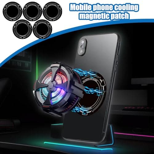 Magnetic Phone Cooler Pad - Radiator Sticker Kit | 5 Heat Dissipation Metal Patches with Portable Design, Cellphone Cooling Magnets for Tablets Smartphones, Travel Accessory — view 3