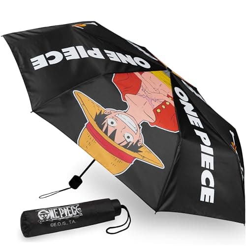 Get Trend One Piece Umbrella Kids Teens Foldable Compact Umbrella School Travel Anime Manual Windproof Adults Travel Gifts (Black One Piece)