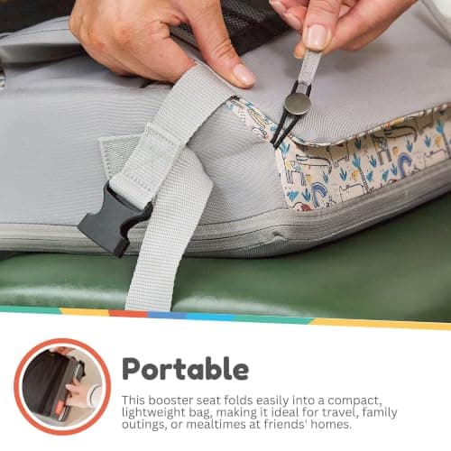 Nuby Compact Foldable Travel Booster Seat with Storage Pocket, 6M+, Safari — view 4