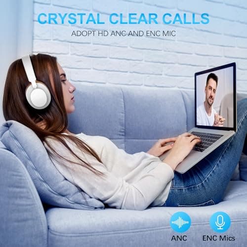 Noise Cancelling Headphones Wireless Bluetooth, Over Ear Headphones Bluetooth with Microphone, Cancelling Wireless Headphone Over Ear, 65h Playtime, Clear Calls, Comfort Fit For Travel (Grey Brown) — view 4