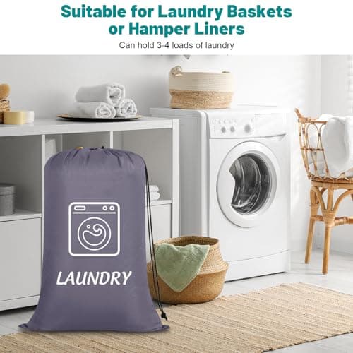 Dntorx 2 Pack Large Travel Laundry Bags 24 x 36 In, Drawstring, Black+Grey — view 5