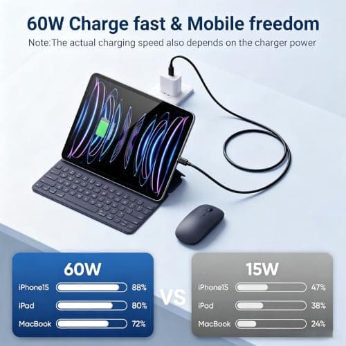 USB C to USB C Cable, 60W Type C Fast Charger Cable 10Pack (3/3/6/6/10FT)*2 — view 3