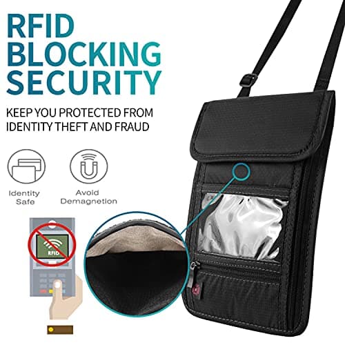 BTDAO RFID Blocking Passport Holder Wallet with Neck Stash Pouch for Traveling Security Credit ID Card (Black) — view 6
