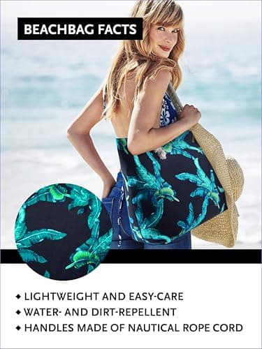 DonDon Large Beach bag for women with zip Waterproof Pool bag tote beach bags leaves blue — view 4