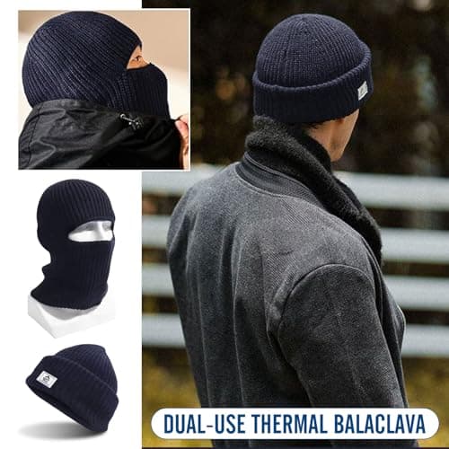 Mayoii Dual-Use Thermal Balaclava, Multifunctional Ski Mask, Elastic Balaclavas for Men, Warm Windproof Mens Beanie Hat, Winter Hat for Outdoor Sports (UK, Alpha, One Size, Navy) — view 2