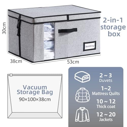 TAILI Vacuum Storage Bag with Box,53x38x30 cm 2 in 1 Space Saver for Duvets — view 3