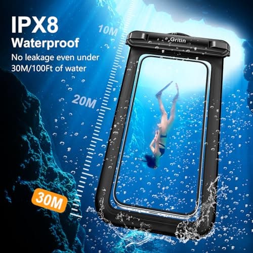 Gritin Waterproof Phone Pouch,2Pack IPX8 Waterproof Phone Case for Swimming — view 2