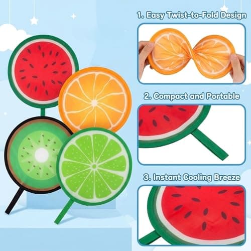 YFHUVB 4 Pcs Pop Up Fan, Hand Fan Folding Set of Fabric Fans, Foldable Manual Handheld Fans, Portable Decorative Accessories with Elegant Patterns for Party, Wedding, Cooling, Outdoor Games — view 3