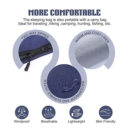 Lixada Sleeping Bag Single Person 3 Seasons Lightweight Warm Indoor & Outdoor Use for Kids,Teens & Adults for Hiking, Backpacking and Camping — view 5