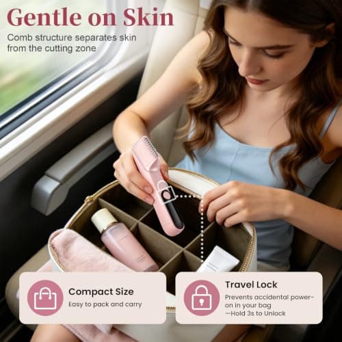 Lady Shavers for Women, IPX6 Waterproof, Horizontal Head Body Trimmer, Pink — view 5