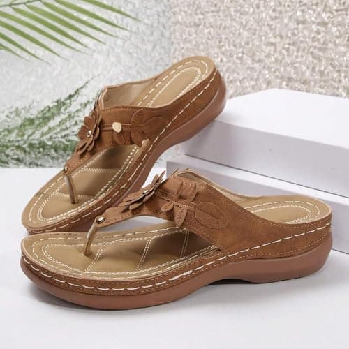 Summer Sandals Women Wedge Flip Flops for Women Orthopedic Sandals Comfortable Flip Flops with Arch Support Summer Casual Wedge Sandal Slippers Dressy Comfy Platform Beach Travel Sandal Shoes — view 5