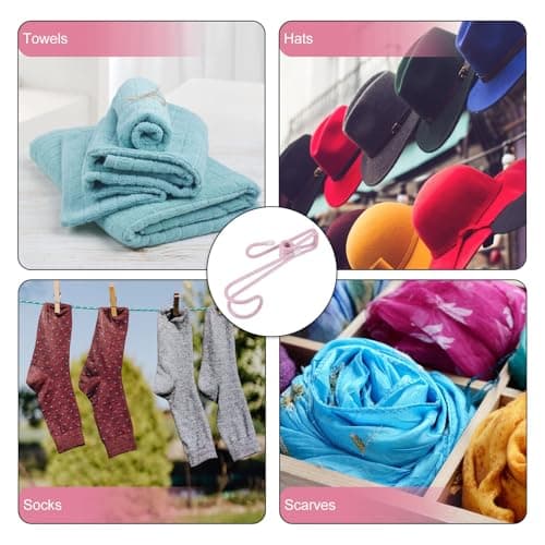 NUOBESTY Long Tail Clips Not Easy to Bend or Break 10 Pcs with Hooks Stainless Steel for Hanging, Strong Metal Spring Clip Hooks for Travel and Bathroom Use — view 2