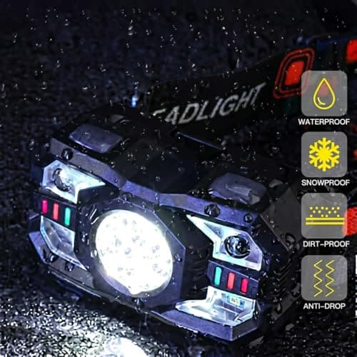 KunHe 10 Pack Rechargeable LED Head Torch with Motion Sensor, 10 Light Modes, Hands-Free Headlamp for Camping, Hiking, Running, Cycling, Fishing & Emergency Use — view 5
