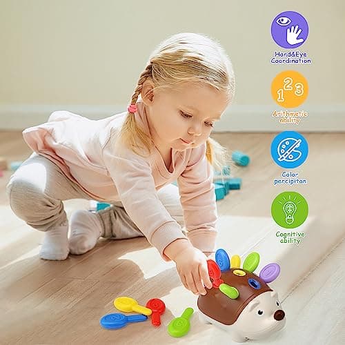 BelleStyle Baby Sensory Montessori Toys for 18 Months, Hedgehog Fine Motor Skills Toys Sorting Game Development Activity Toys Educational Learning Travel Toys for Toddlers Boys Girls 2 3 Years Old — view 2