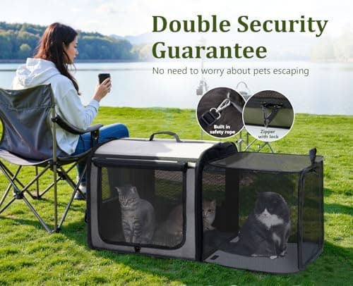 Dog Car Carrier LightWeight 61×45×52cm, Expandable Dog Carrier, Grey — view 5