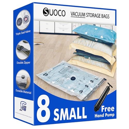 Vacuum Storage Bags with Hand Pump, 8 Small