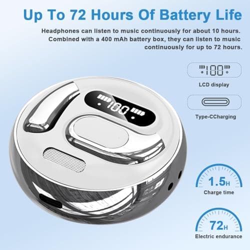BZRYPREC OWS 144-Language AI Translator Earbuds - Real-Time Speech Translation with Accent Recognition - Learning/Travel/Business Bluetooth Earbuds（White） — view 5