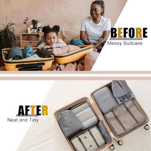 Packing Cubes for Suitcases, MOFELON 9 PCS Packing Cubes for Backpack,Luggage Suitcase Organiser Bags, Travel Essentials Bag for Clothes Shoes,Travel Accessories -GREY — view 4