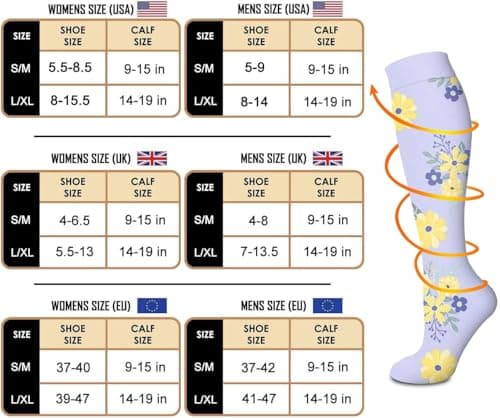 Compression Socks for Women and Men 15-20 mmHg 6 Pack Compression Stockings Circulation-Best Support for Medical,Running,Nursing,Athletic (C-Assorted-1, Small-Medium) — view 5