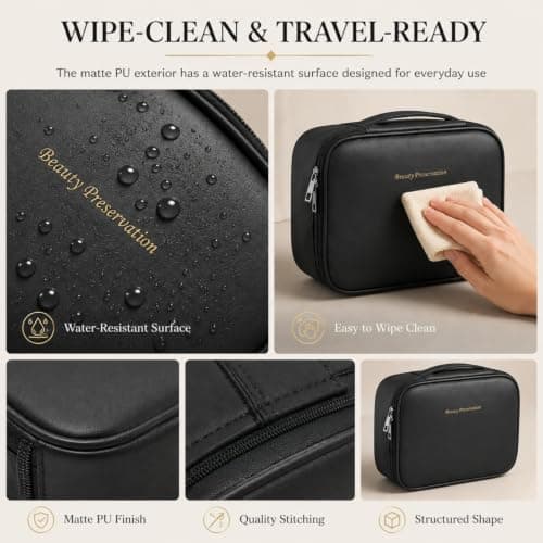 Travel Makeup Bag, Cosmetic Organiser Adjustable Dividers, Brush Board — view 5