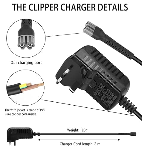 KAYNWAY Clippers 5V Charger Cord for Wahl Magic Clip Senior Metal Edition Detailer Cordless Clippers Trimmer, Replacement Charger Cord for Wahl 8173 Vanish Shaver — view 3