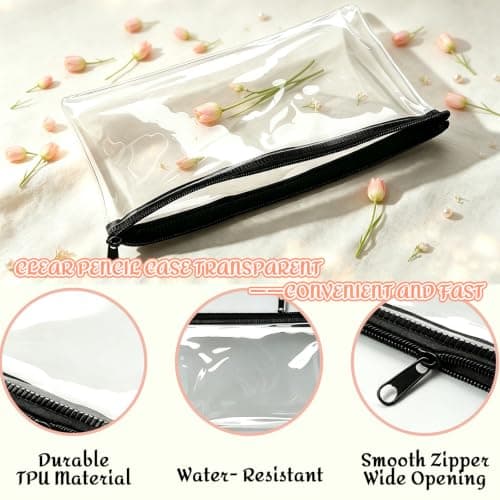 Clear Pencil Cases for Exams, 8 Pack Plastic Pencil Case with Smooth Zipper — view 6
