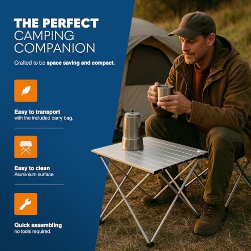 Voyager Camping Table – Foldable Outdoor Table with Adjustable Height, Extra Storage, Quick Setup, Lightweight & Durable – Compact Table for Camping, Picnic & Travel – medium 43x40x40cm — view 3