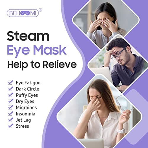 BeHoomi Lavender Scented Steam Eye Mask – 10 Pack, Self-Heating Warm Compress for Eyes, Soothing Moist Heat Relief, Relaxation & Sleep Aid, Perfect for Travel, Spa & Gifts — view 4