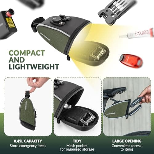 ROCKBROS Bicycle Saddle Bag, Bike Underseat Bag, Green — view 3