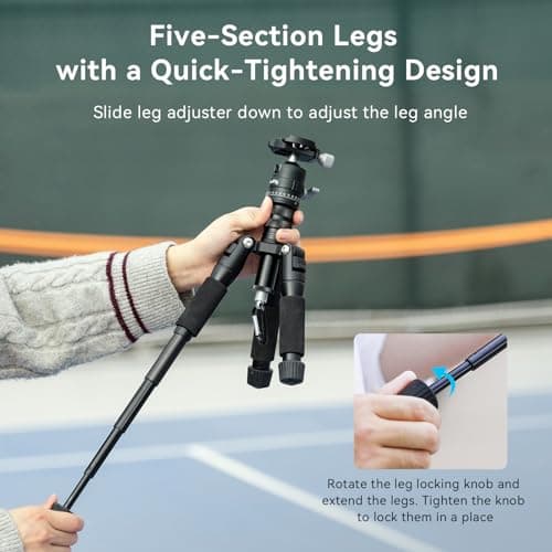 SMALLRIG VT-20 Aluminum Mini Tripod 20 in/ 52 cm Desktop Tripod with 360° Ball Head, Compact Desktop Tripods for DSLR Camera Video Camcorder, Load up to 13lb/6kg - 4289 — view 5