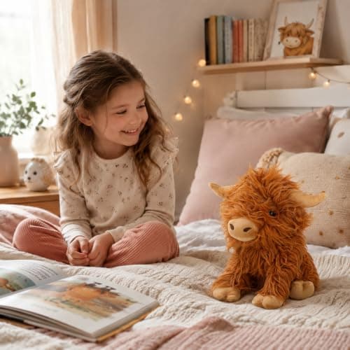 HENBRANDT Highland Cow Plush Toy 23cm, Soft Fluffy Scottish Cow Teddy — view 2