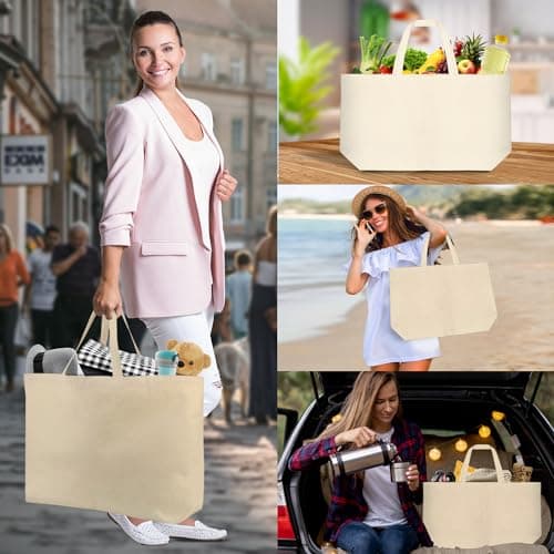 Bronta Mill Jumbo Oversized Heavy Duty Tote Bag, Beach, Shopping, Everyday Large 100% Cotton Canvas Eco Friendly Shoulder Bag – Natural 100% Cotton (Natural, Pack of 1) — view 2