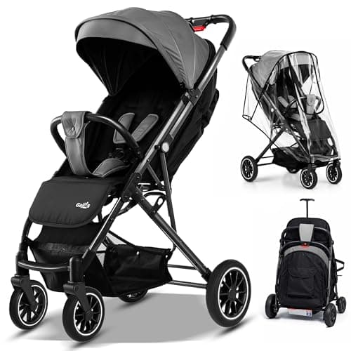 FK Sports Baby Pushchair Stroller Pram from Birth to 3 Years Lightweight Foldable Travel Buggy with 5-Point Harness, Adjustable Seat and Oversized Basket with Cup Holder Smooth Swivel Wheels (Grey)