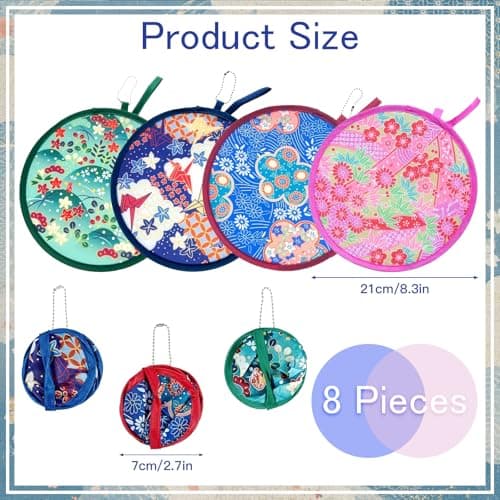 Scettar 8 Pack Japanese Folding Hand Fan, Hand Held Fans Folding — view 2