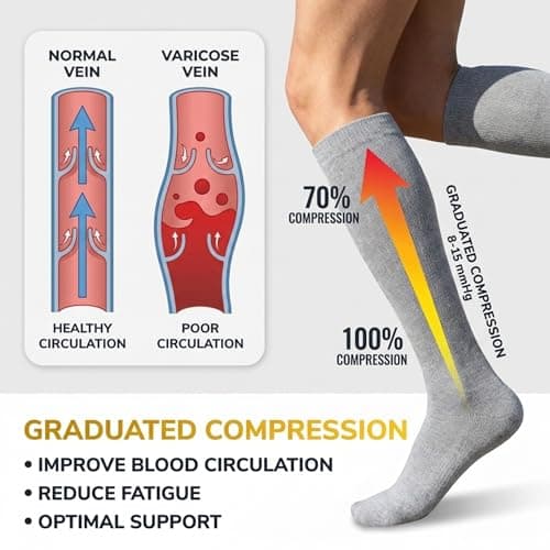 CAMBIVO Compression Socks for Men & Women, 8-15 mmHg Flight Socks, 3 Pairs — view 4