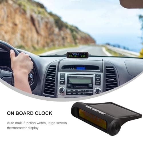 POPETPOP Solar Car Clock with Calendar and Thermometer, Digital LED Auto Dashboard Clock, Solar-powered Car Temperature Gauge for Driving and Travel — view 5