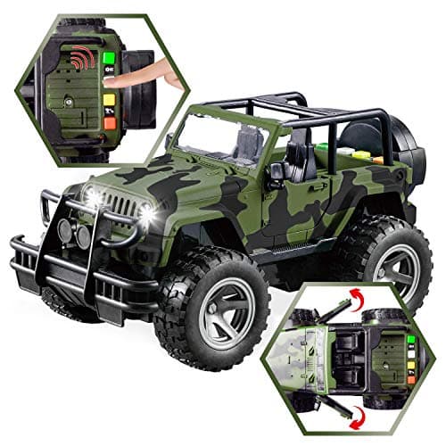 JOYIN MIlitary Vehicle Toy Set of Friction Powered Transport Airplane and Military Truck with Light and Sound Sirens and Soldier Army Men Action Figures for Kids — view 2