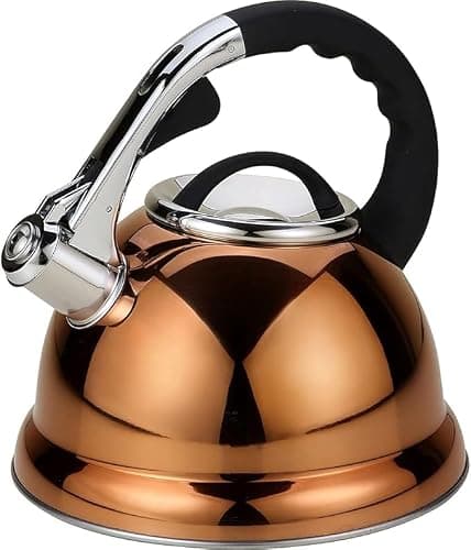 3.5l Gold Whistling Kettle - Stainless Steel Gas Electric Hob Kitchen | Phenolic Handle, Non Drip Whistling Spout, 3.5 litres Capacity - Indoor & Outdoor | Suitable for Fishing, Hiking, Camping — view 4