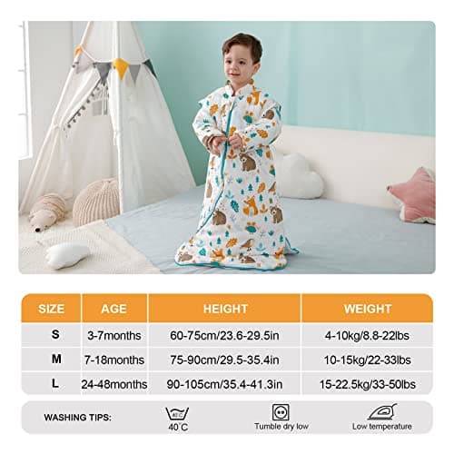 MIKAFEN Baby Winter Sleeping Bag Kids Sleeping sack 3.5 Tog Cotton Sleeping sack Various Sizes from Birth to 4 Years Old — view 3