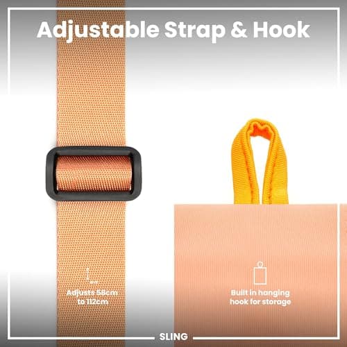 Ion8 Sling Bag – Foldable, Lightweight Water Bottle Holder & Carrier with Pocket, Adjustable Strap & Hook – Machine Washable, Fits 1L Bottle – Travel-Friendly & Easy to Clean Hydration Pouch, Coral — view 5