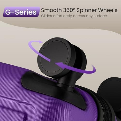 SHOWKOO Luggage Set 4 Piece Hardshell PC Expandable Suitcase, Purple — view 3