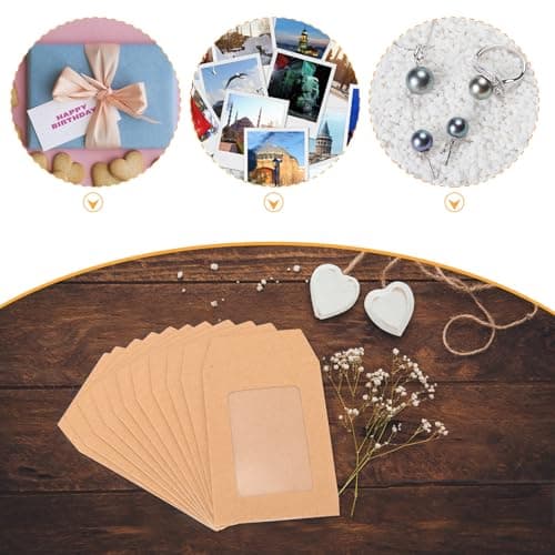 VINTORKY 25pcs Kraft Paper Document Folder with Window Envelope, Elegant and Simple Style, Khaki Colour, for Greeting Cards and Photos Storage, Office and Home Organizer — view 3