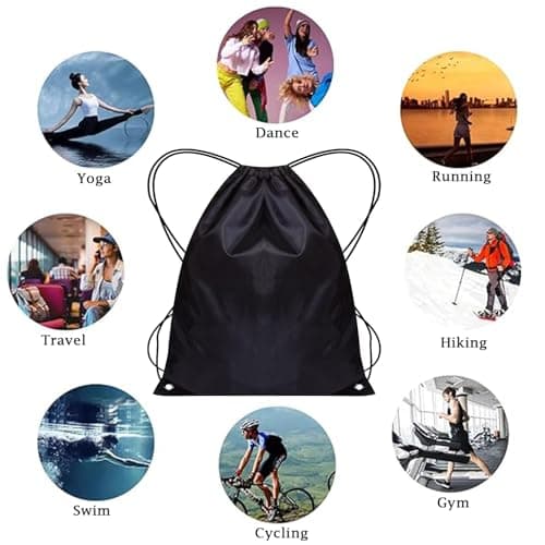 4 Pack Drawstring Bags,PE Bags Drawstring Gym Bag,Unisex String Swimming Bag Trainer Bag for Kids Adults, Large Drawstring Bag Backpack, Suitable for Sports,School,Gym,Travel,Yoga Beach(Black) — view 6