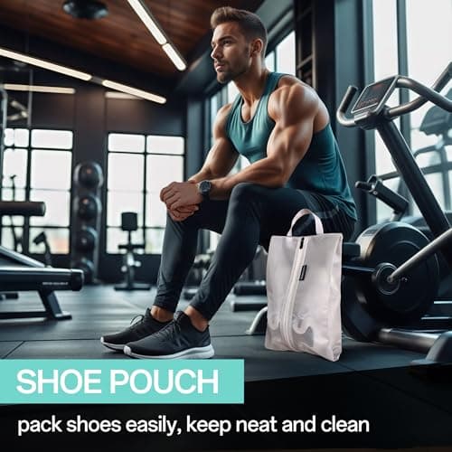 Travel Shoe Bags, Water Resistant TPU Mesh with Zipper, Travel Essentials for Men & Women (Grey, 1 Set) — view 3