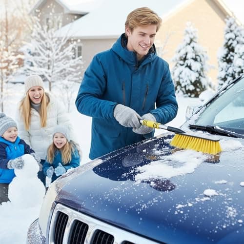 Ice Scraping Wand - Adjustable Auto, Heavy Duty Frost Remover, Broom Head, Padded Handhold, Portable Windscreen Cleaner Kit | Travel Safety Equipment for Cars Estates Journe — view 3