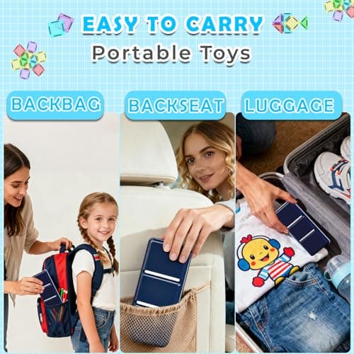 Mini Magnetic Tiles Travel Set with Case 30pcs, Toddler Kids Travel Toys — view 2