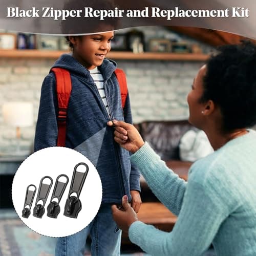16 Pcs Black Zip Puller Replacement Set, Zipper Repair Kit, Zip Repair for Coats, Bags, Luggage, Jeans, Durable Replacement Zipper Pulls for Clothes and Travel(Sizes 3, 5, 8, 10) — view 4